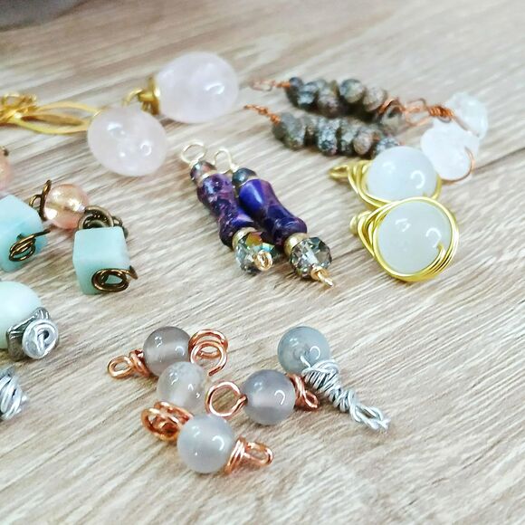 25 Piece Beaded Charm Dangles For Jewelry Making, Gemstone Assorted DIY - Picture 3 of 5